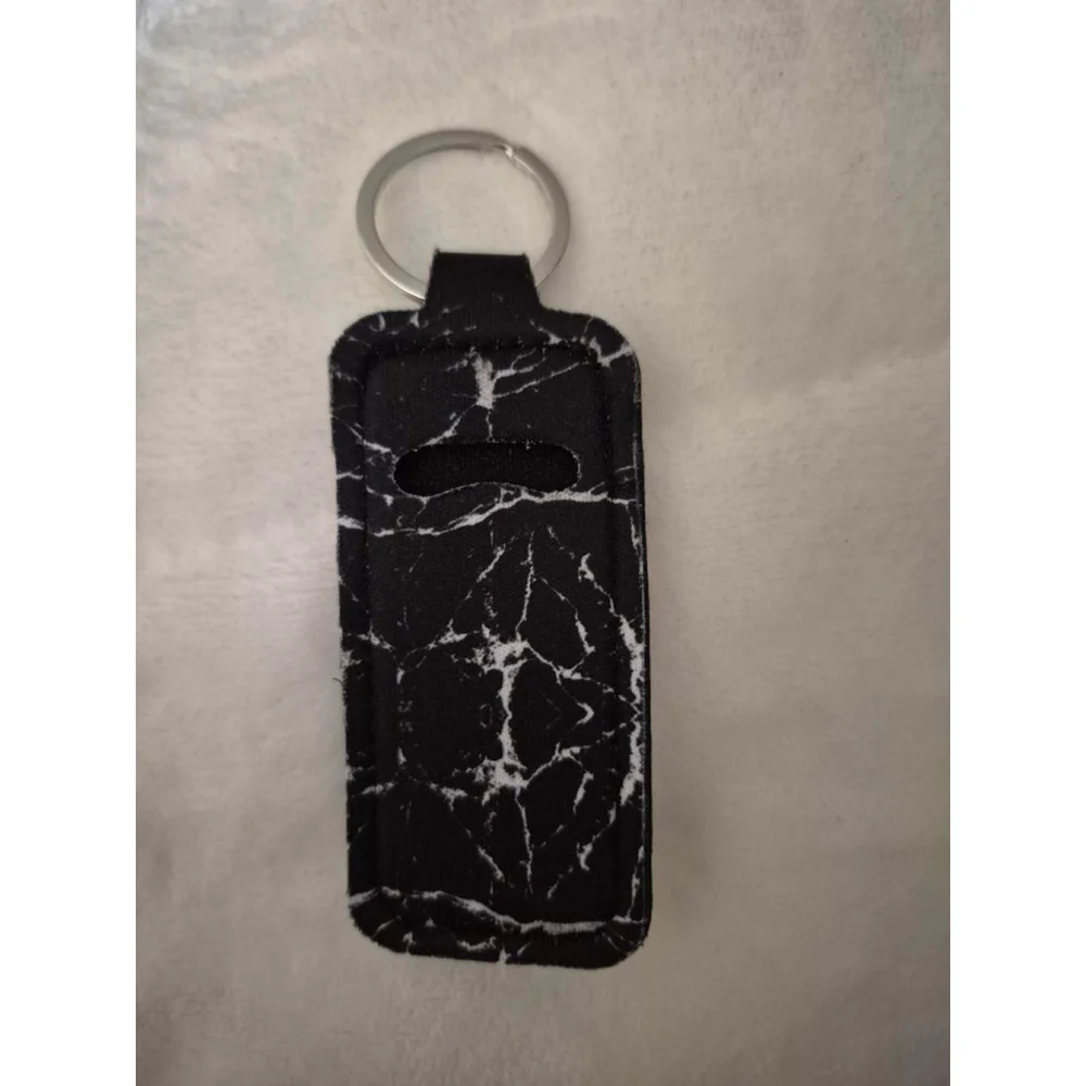 Women's Key & Lip Balm Holder One Size Black White Marble